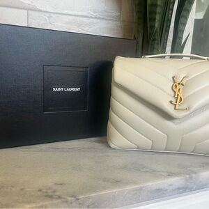 Saint Laurent Ivory Quilted Shoulder Bag